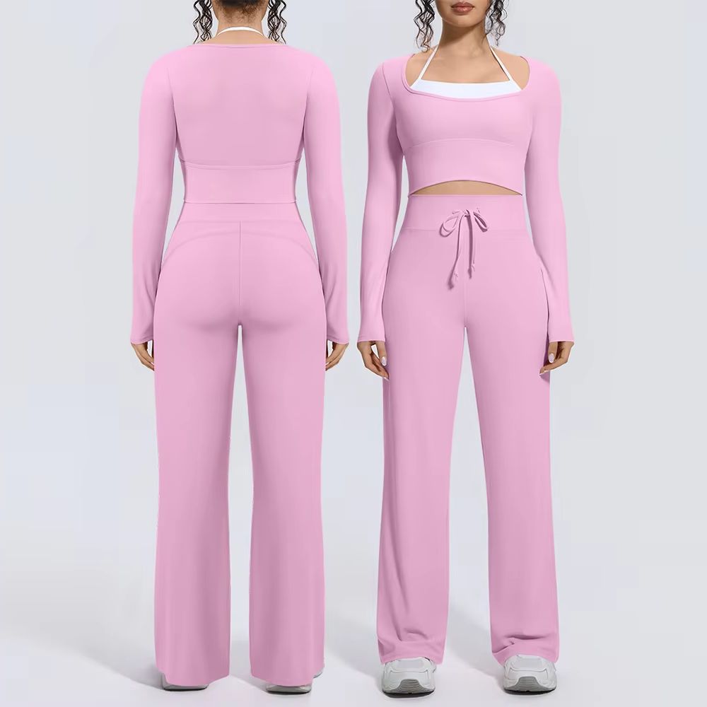 Compression Long Pant - Women Yoga Suit 2PCS Square Neck